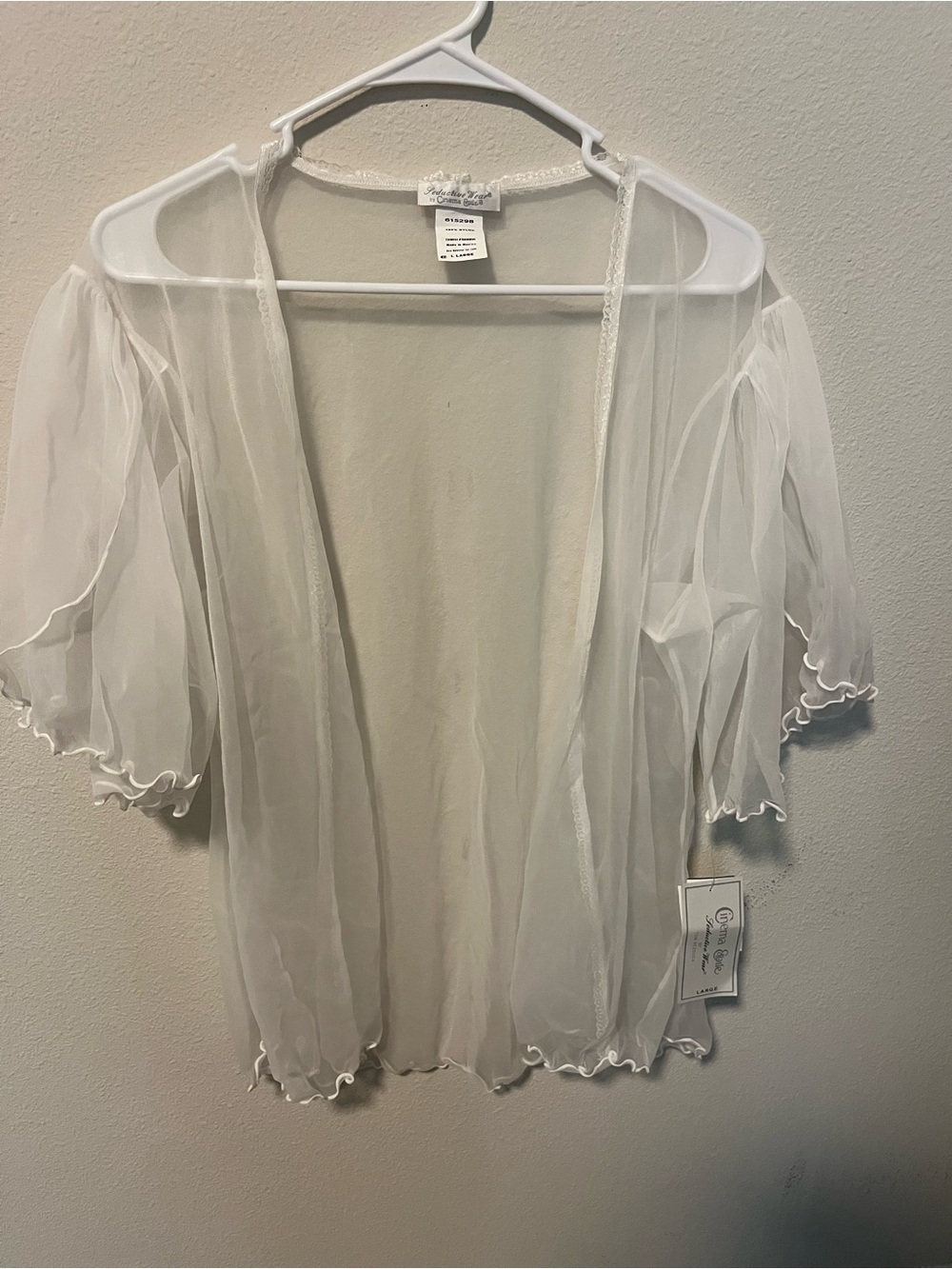 Vintage seductive wear by Cinema White sheer peignoir robe/cover